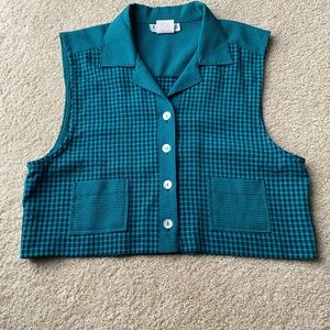 Vintage green and blue Gingham crop